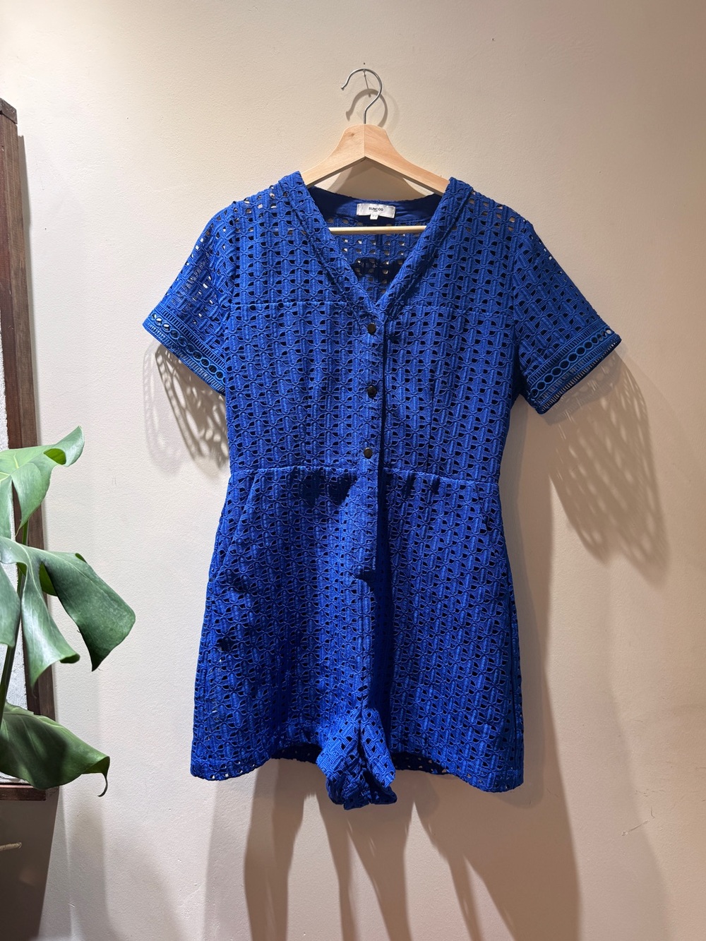 SUNCOO Royal Blue Eyelet Button-Front Romper